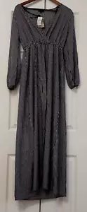 NEW Love J Long Sleeve Stripped Black White Short Romper Dress Elastic Waist M - Picture 1 of 6