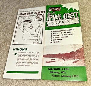 Vintage 1940s FRED'S PINE CREST RESORT, MINONG LAKE WISCONSIN Brochure HAYWARD - Picture 1 of 6