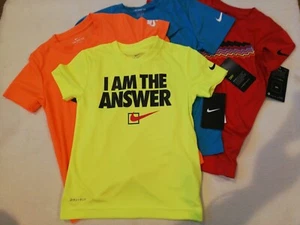 New Nike Dry Fit Neon-Orange-Red-Blue "I Am The Answer” Size 4,5,6,7 - Picture 1 of 21