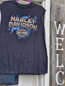 Orlando FL Florida Harley Davidson Muscle T-Shirt Men's Large Black Sleeveless - Picture 1 of 7