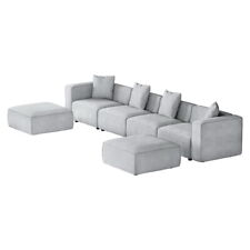 Artiss Sofa Lounge Set 6 Seater Modular Chaise Chair Suite Couch Fabric Grey