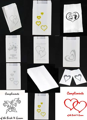 50 bolsas de macaron pastel corazón estampado plata y oro de papel blanco grado alimenticio boda  Foto 1 de 4