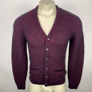 1960s Jockey Sweater Mohair Acrylic Poodle Cardigan Vtg Rockabilly Mens Small - Picture 1 of 20