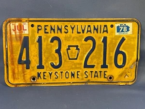 1978 Yellow Pennsylvania PA License Plate w/ Original Sticker 4750 - Picture 1 of 6