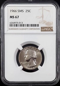 1966 SMS Washington Quarter certified MS 67 by NGC! sku 75013 - Picture 1 of 4