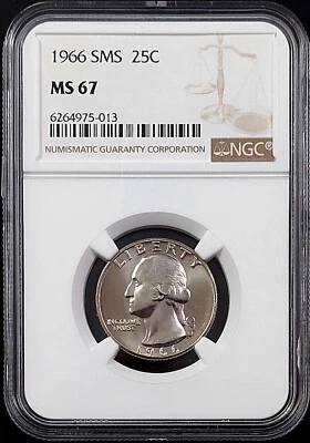 1966 SMS Washington Quarter certified MS 67 by NGC! sku 75013 - Image 1 of 4