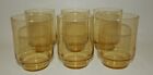 Set of 6 Vintage Amber Barware Highball Cocktail Double Old Fashioned Glasses