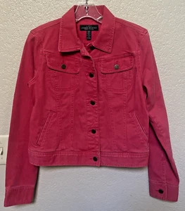 Lauren Jeans Co Ralph Lauren veste en jean femme rouge bouton devant taille M - Photo 1/6