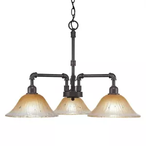 Toltec Vintage 3 Light Chandelier, Granite, 10" Amber Crystal - 283-DG-730 - Picture 1 of 1