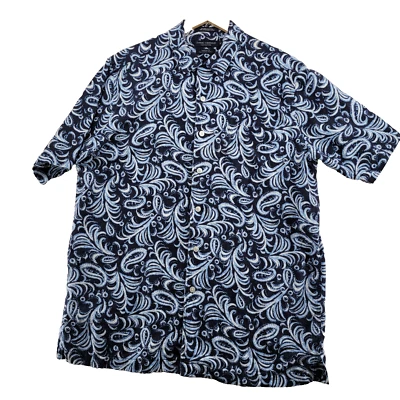 Daniel Crémieux Tailored Fit Men Size M Blue Floral Linen & Cotton Casual Shirt - Image 1 of 4