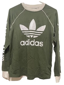Adidas: Ladies Long Sleeved T-shirt Olive Green Ivory UK Size Small - Picture 1 of 7