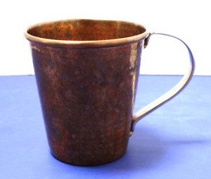 Sertodo Copper Moscow Mule Mug Copper Cup Steel Handle w/ PATINA ~4"Dia x 4.25"H