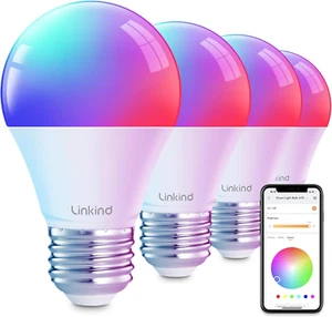 Smart Light Bulb Works with Alexa Google Home LED Color Changing A19 60W 4 Pack - Picture 1 of 12