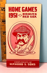 1951 Boston Red Sox & Braves Schedule: The Mighty Casey Cvr - H.P Hood & Sons🔥 - Picture 1 of 3