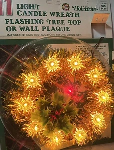 VTG 11 Light Candle Wreath Christmas Tree Topper Wall Decoration Holi-Brite - Picture 1 of 7