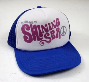 From Sea To Shining Sea Peace Trucker Hat Blue O'Neill Adjustable - Picture 1 of 8