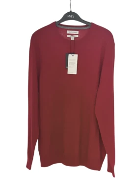 MARKS & SPENCER AUTOGRAPH MENS PURE CASHMERE COLOUR MEDIUM RED CREW NECK JUMPER - Image 1 of 4