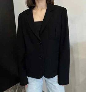 Margaret Howell Wool Black Basic Blazer Womens Jacket Coat Size 12 - Picture 1 of 14