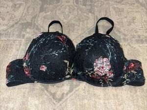 Torrid black floral push up plunge underwire bra Sz 40D - Picture 1 of 6
