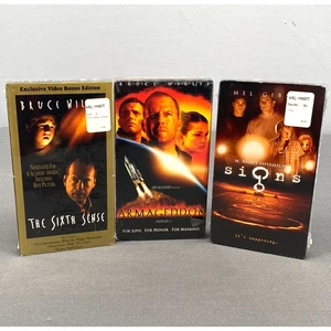 Lot/ 3 VHS Cassette Tapes The Sixth Sense Armageddon Signs Sealed Dramma Action - Picture 1 of 12