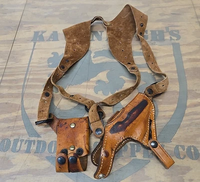 Coldre de ombro de couro ultraleve vintage DeSantis Walther S&W - Imagem 1 de 4