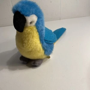 1991 K&M Blue Yellow Parrot Plush Stuffed Bird Animal Toy - Picture 1 of 12