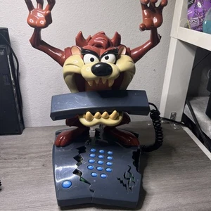 Vintage Taz Talking Animated Landline Telephone Warner Bros Telemania Tested - Picture 1 of 5