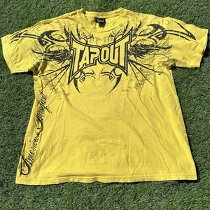 Vintage Tapout Shirt Sz Large Yellow Affliction Style Grunge Skater MMA Y2K - Picture 1 of 10