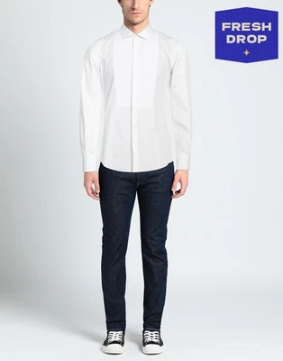 RRP€420 DSQUARED2 Button-Up Shirt IT50 US40 L White Bib Front Made in Italy - Image 1 of 4