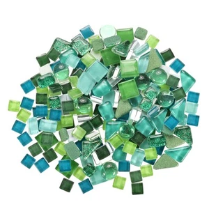500g/1.1lb Irregular Glass Mosaic Tiles, 400Pcs Mixed Green, 5 Shapes - Picture 1 of 6