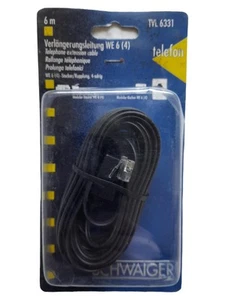 Schwaiger TVL 6331 Telefon Verlängerungskabel 6m Schwarz WE 6(4) - Zdjęcie 1 z 3