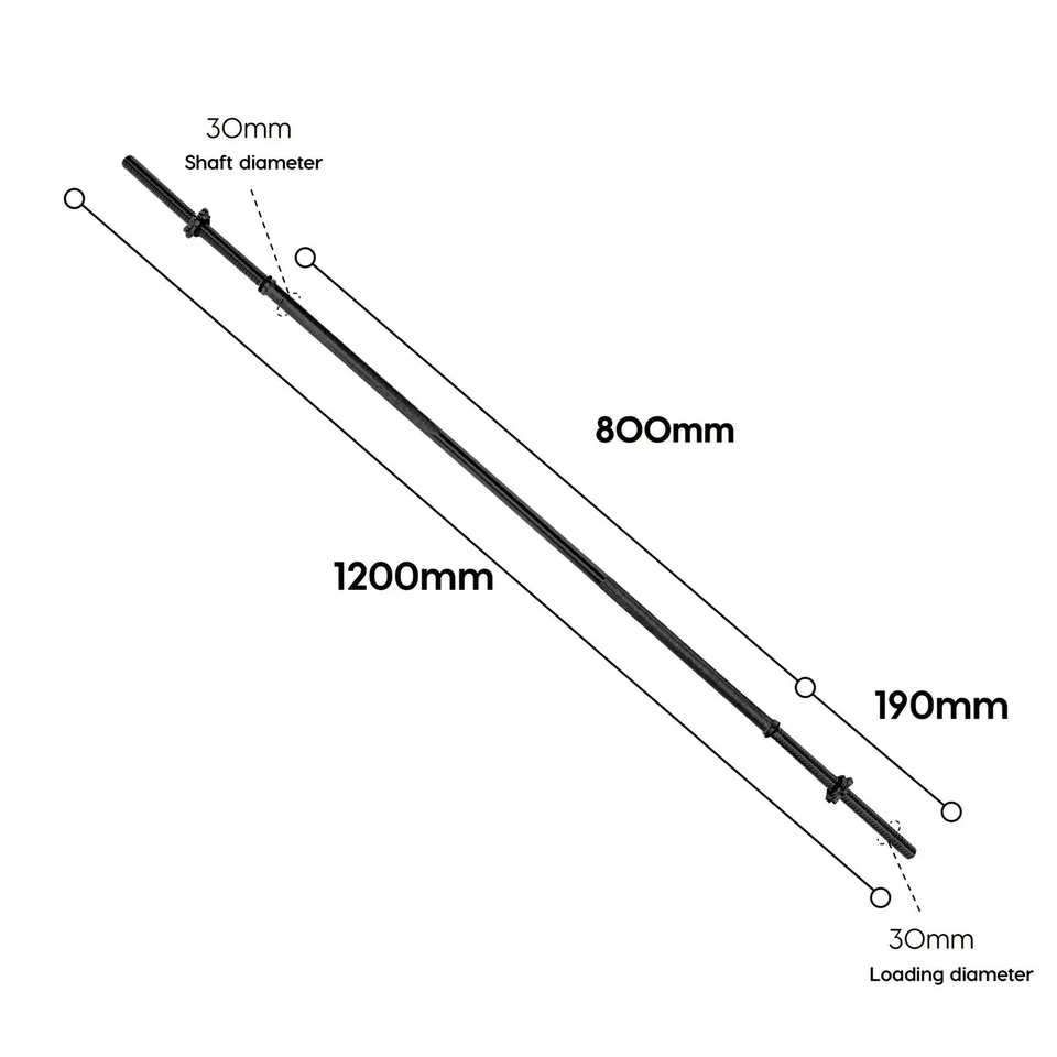 WUUHOO Langhantelstange 30mm schwarz Hantelstange für zuhause 70kg-90kg