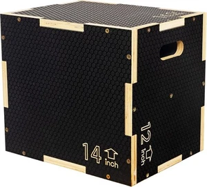 3 in 1 Non-Slip Wooden Plyo Box Plyometric Jumping 16" x 14" x 12", Black - Picture 1 of 5