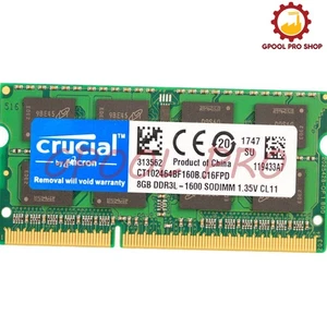 DDR3L 16 GB 2x8 GB 1600 MHZ PC3L-12800 computer portatile RAM memoria Sodimm 1,35 V Crucial - Foto 1 di 11