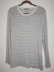 Athleta Stripe Threadlight Layering Top Women's Size M Light Grey Super Soft EUC - Picture 1 of 10