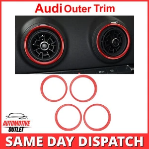 4X AUSSENLUFTAUSSTRÖMERRING ABDECKUNG ZIERLEISTE AUSLASS FÜR AUDI A3 S3 RS3 8V 2012-2019, ROT - Bild 1 von 9