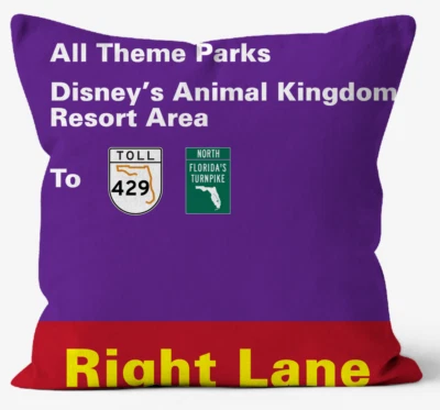 24" x 24" Cushion - Walt Disney World Purple Road Sign - Animal Kingdom - Image 1 of 3