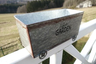 Shabby Blumentopf Pflanzkasten Jardiniere Wagen Garden Retro Stil 16x33x12cm NEU - Bild 1 von 4