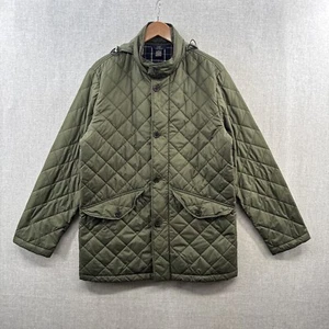 Brooks Brothers 346 Quilted Parka Puffer Jacket Medium Green Full Zip Hooded - Picture 1 of 15