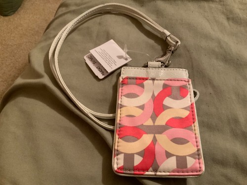 DISTINTIVO NUOVO CON ETICHETTE COACH KRISTIN SIGNATURE C CATENA LINK CORDINO PORTA DOCUMENTI #64047