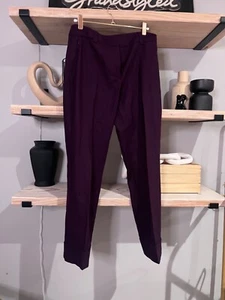 Pantalones de vestir AKRIS Punto de lana hasta el tobillo cintura alta púrpura con puños para mujer talla 4 - Imagen 1 de 7