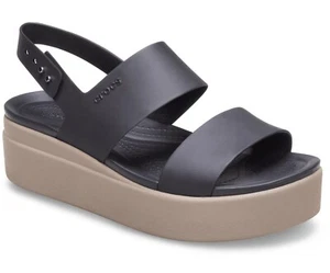 Crocs Brooklyn Damen-Sandalen niedriger Keilabsatz Größe 7 schwarz/Pilz 206453-07H NEU! - Bild 1 von 6