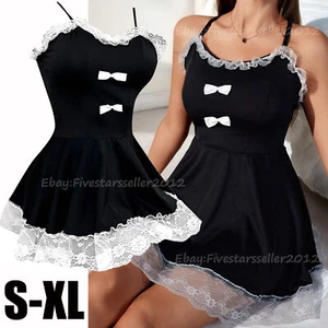 Women Sexy Lingerie Cute Maid Cosplay Nightwear Underwear Dress Babydoll Outfits - Picture 1 of 20