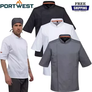 Portwest Mesh Air Pro Chefs Jacket Chef's Whites Short Sleeve Cook Wear Shirt UK - Picture 1 of 15