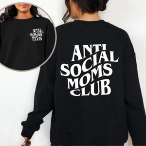 Anti Social Moms Club schwarzes Sweatshirt mit Rundhalsausschnitt Größe XXL EUC Damen Pullover - Bild 1 von 10