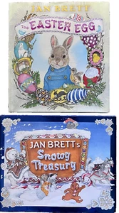 LOT OF 2 Jan Brett Books The Easter Egg & Snowy Treasury Hardback Dust Jacket - Picture 1 of 9