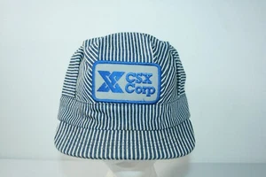 De colección CSX Corp Azul Blanco Rayas Tren Conductor Snapback Parche Sombrero Gorra EE. UU. - Imagen 1 de 8