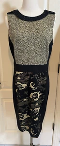 Belle Badgley Mischka Women’s Size 12 Shift Pencil Evening Dress Gold Black - Picture 1 of 7