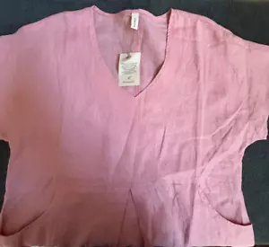 Grae Cove Linen Dress XL Pink Shift Pockets Praire Cottage NEW - Picture 1 of 9