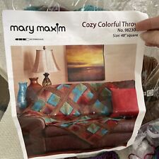 Mary Maxim Colorful￼Throw Knit Kit Wild Orchids 48” Square Prism Yarns..started